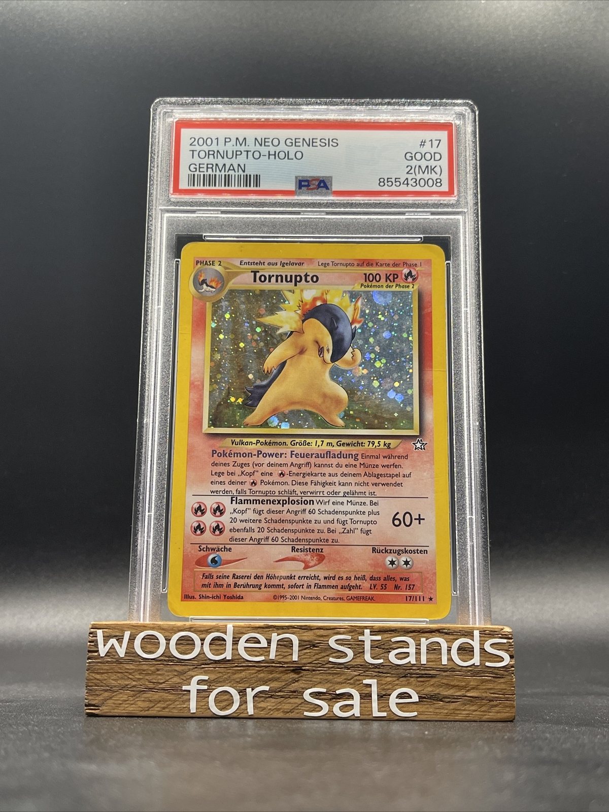 PSA 2 (MK) GERMAN TORNUPTO (Typhlosion) #17 /111 Pokemon Neo Genesis Cosmos Holo – Photo 1