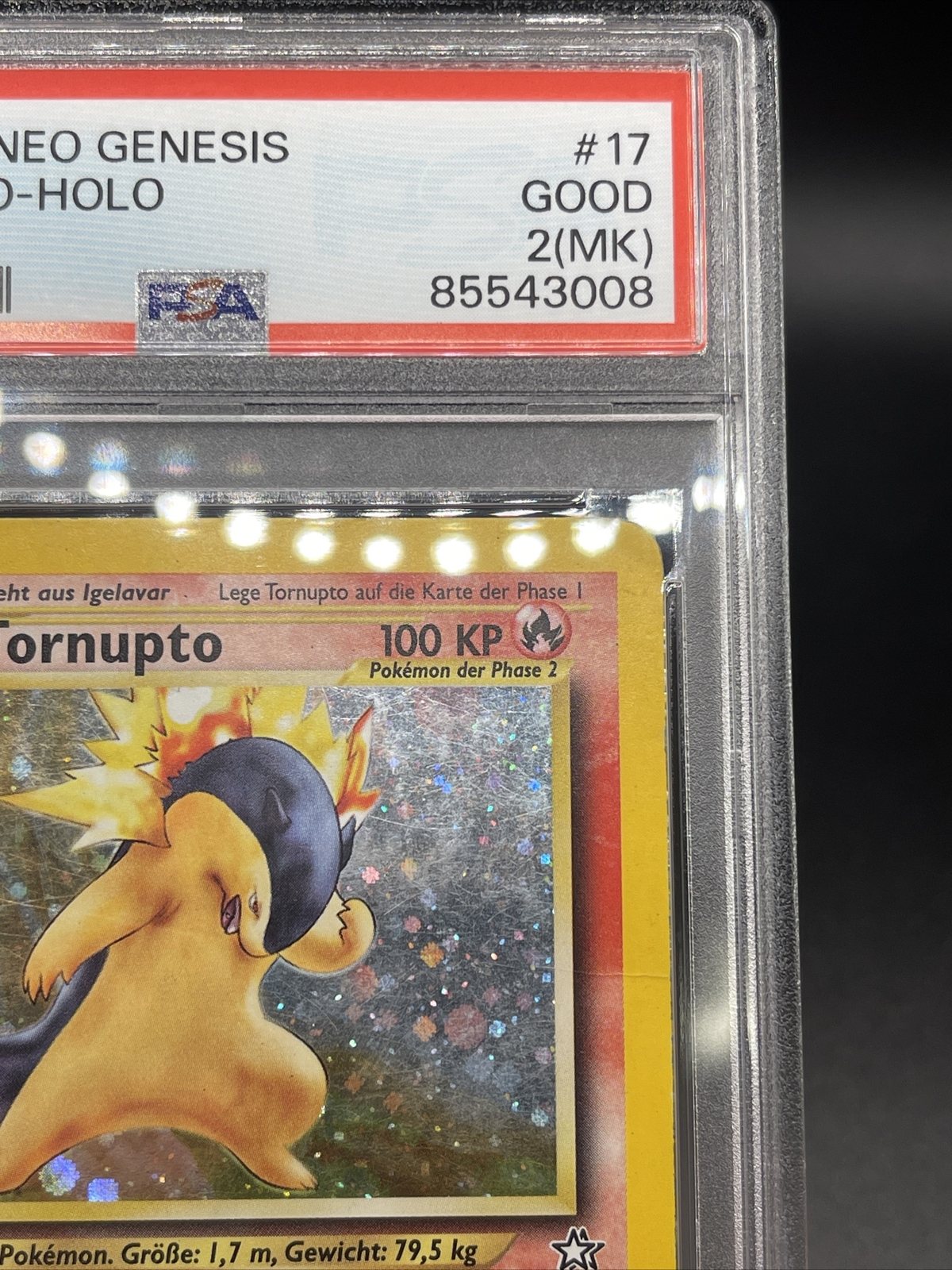 PSA 2 (MK) GERMAN TORNUPTO (Typhlosion) #17 /111 Pokemon Neo Genesis Cosmos Holo – Photo 4